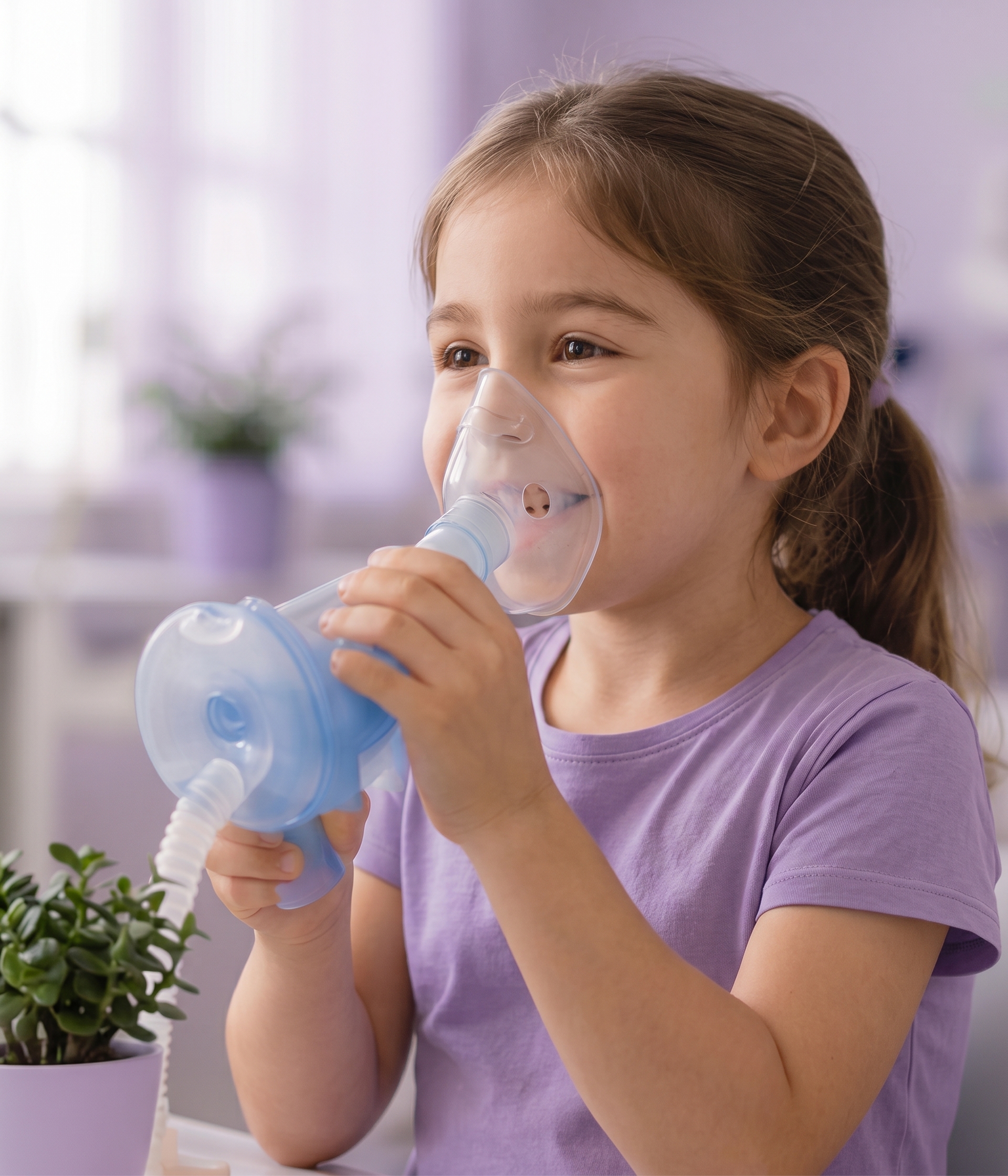 Criança fazendo fisioterapia respiratória